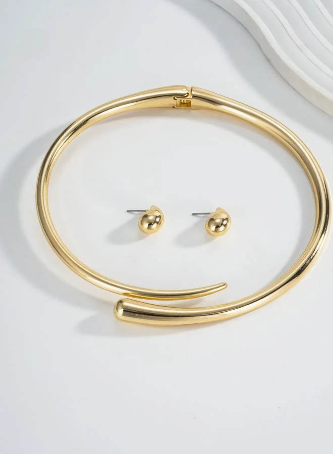 Take Two Women Metal Collar Necklace and Earrings Set